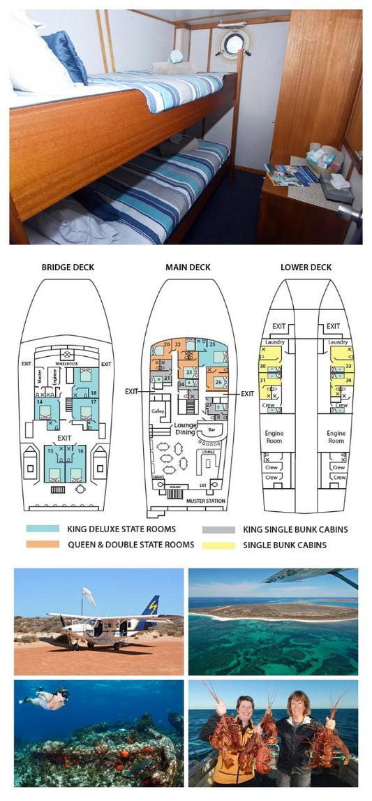 Single Bunk Cabin On The Lower Deck - Solo Use - Abrolhos Islands 5 Day Tour - Fly Out & Boat Back